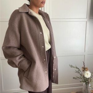 & Other Stories Taupe Checkered Utility Jacket